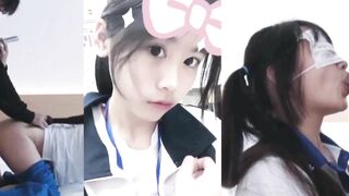 极品反差婊 极品双马尾学生妹被肥胖子爆艹，吃鸡深喉超熟练，后入爆艹如母狗！