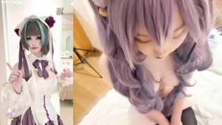 B站40万粉丝网红『若若不男』被金主抠逼啪啪，刻晴COS与金主爸爸各种体位被大鸡巴无情抽插