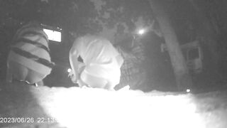 传说中的国产野外放尿神作两位姑娘光顾临路边老赵家大牌档嫌弃厕所太脏偷偷到停车场随地大小便活该被偷拍