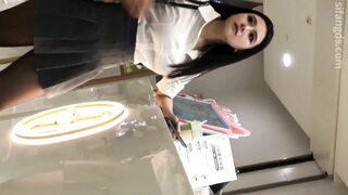 国庆特辑某CD大神压箱底作品 商场两次拍到的网红脸JK短裙美女性感吊带丝袜丁字裤跟没穿似的